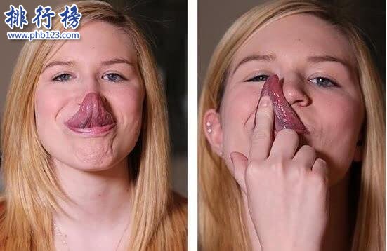 世界上最长的舌头：美国女孩舌头长10.16厘米，可以舔到眼睛